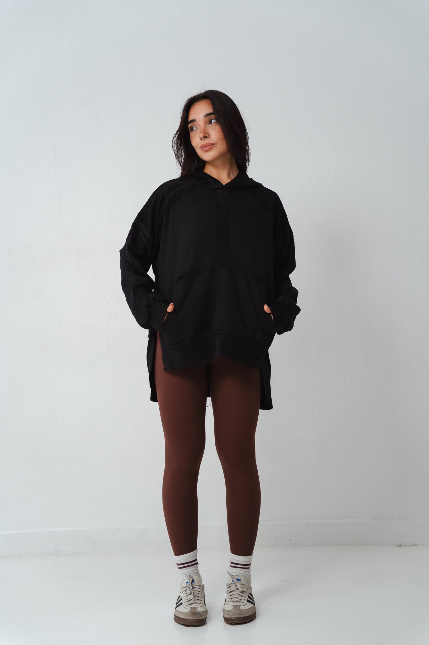 High-low summer hoodie in Black