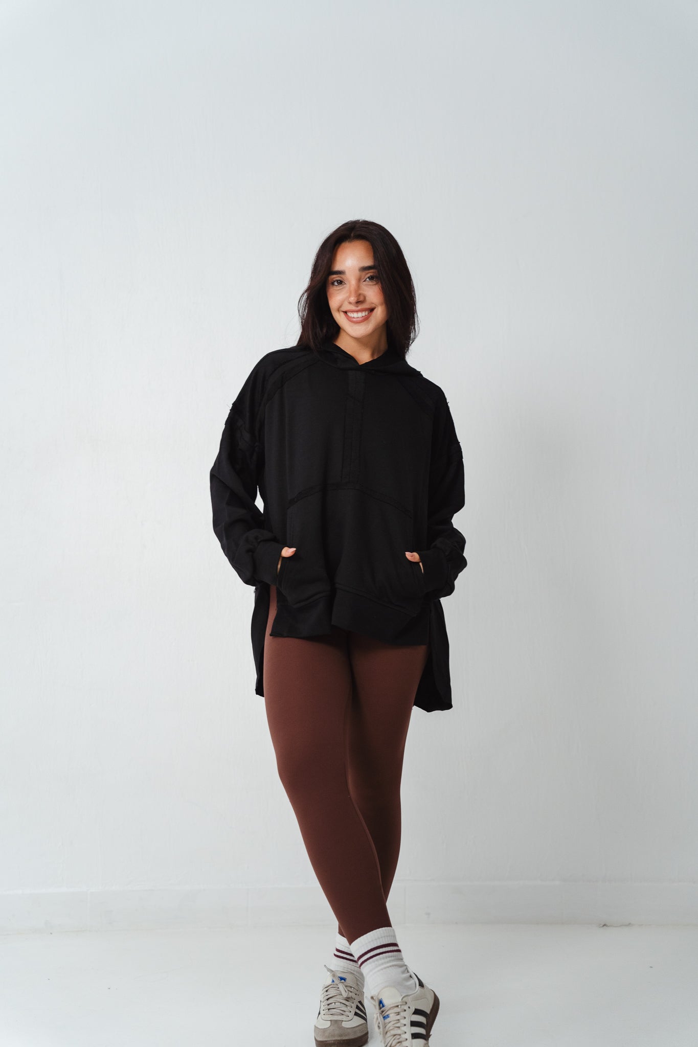 High-low summer hoodie in Black
