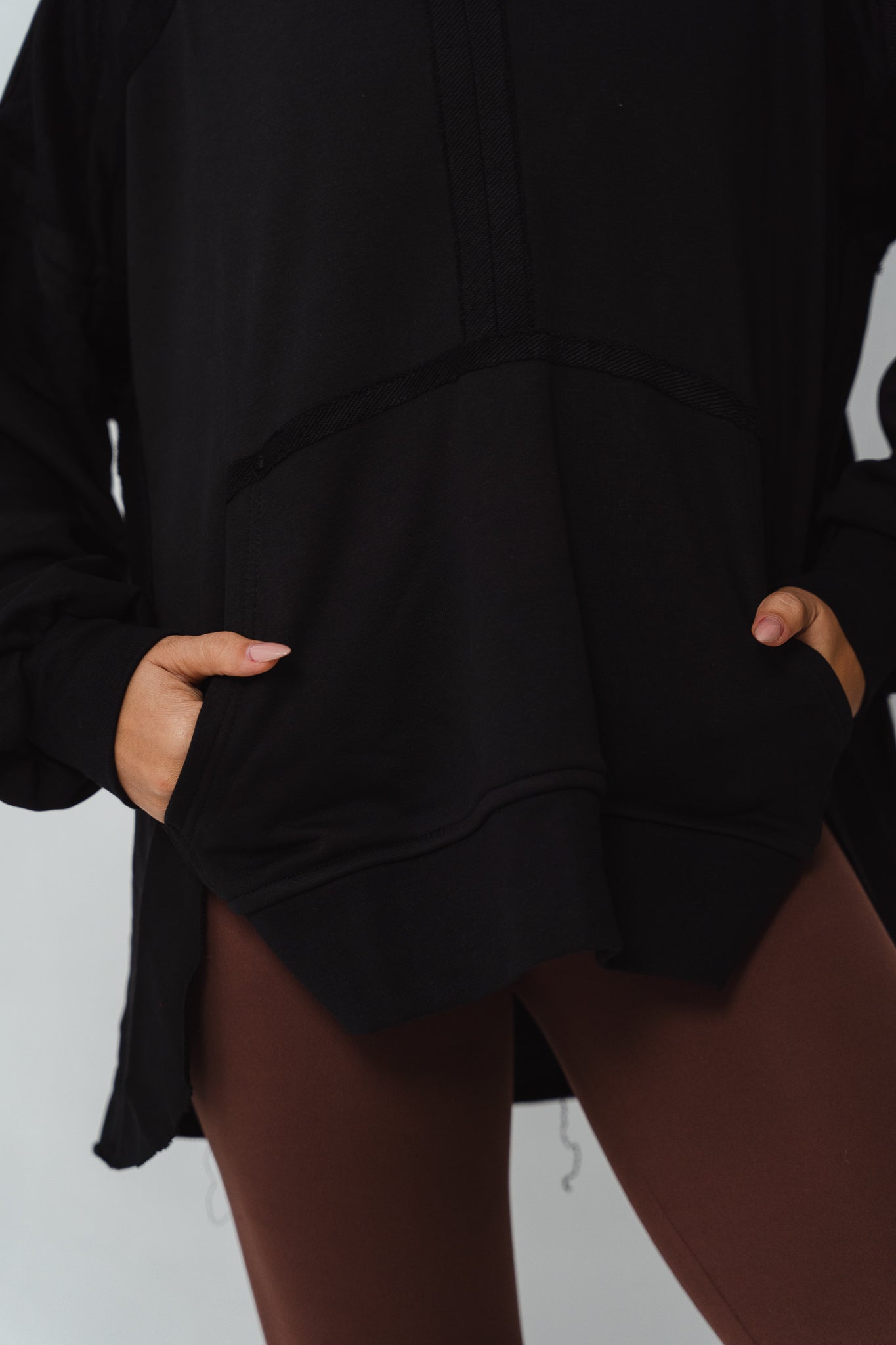 High-low summer hoodie in Black
