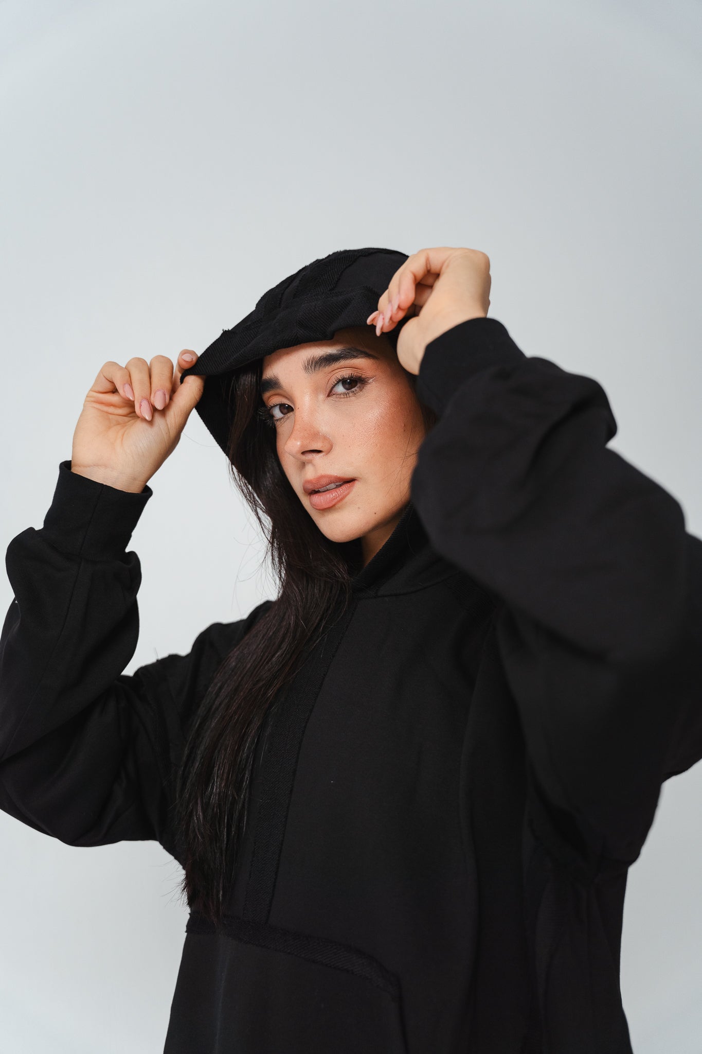 High-low summer hoodie in Black