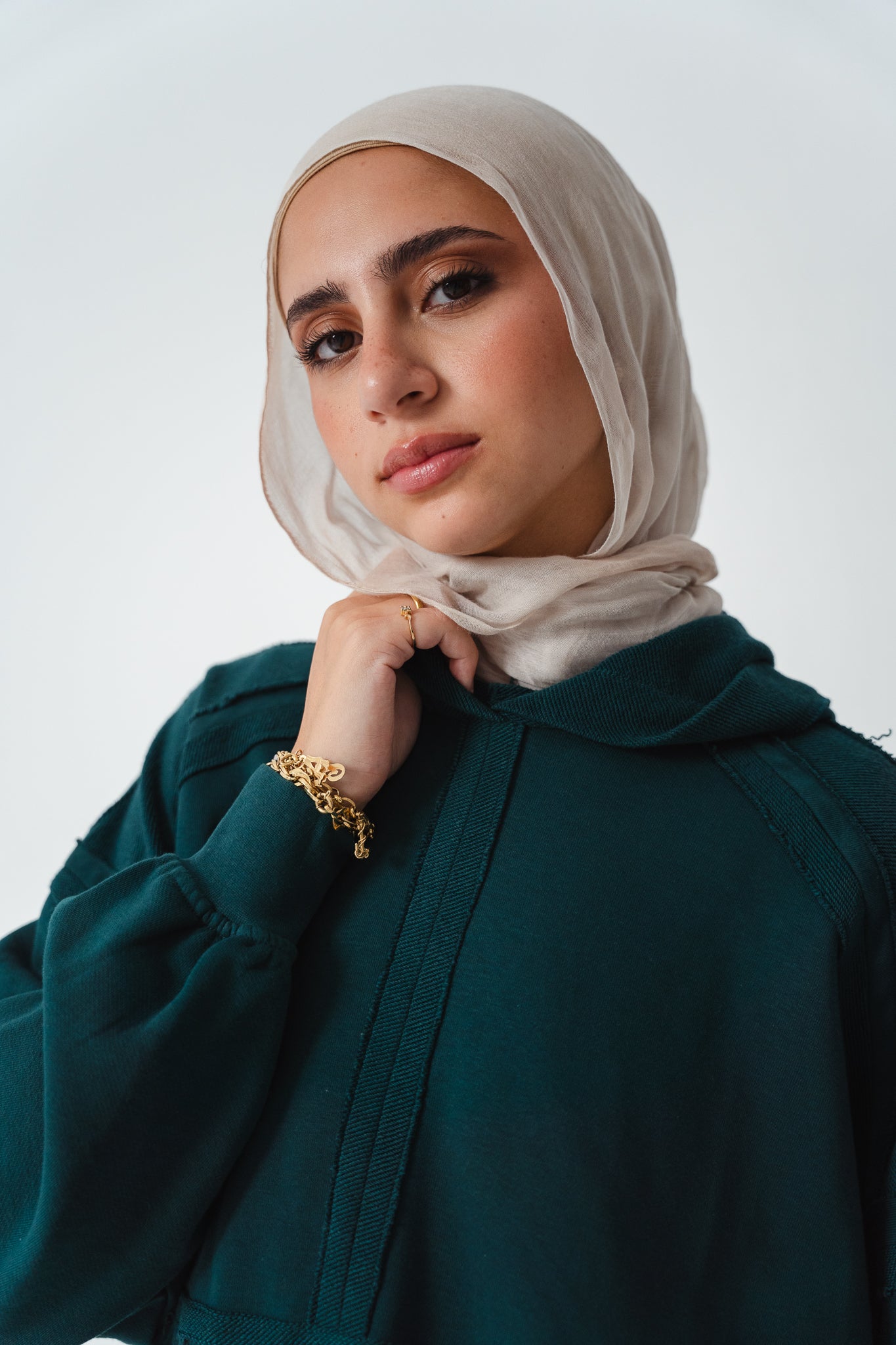 High-low summer hoodie in Emerald green