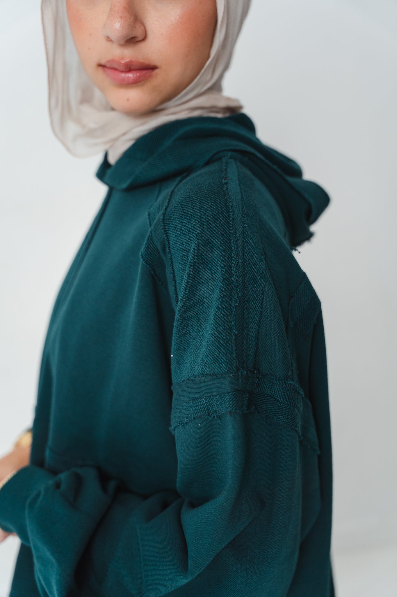 High-low summer hoodie in Emerald green