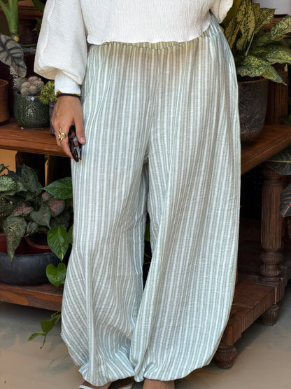 Ballon olive stripes pants