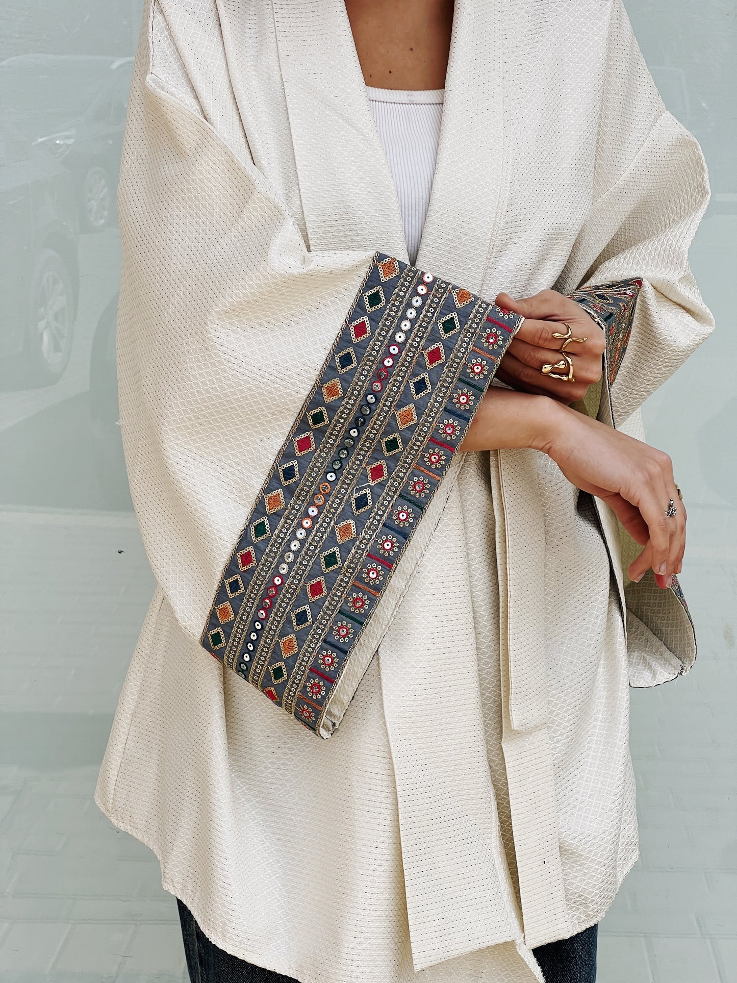 Ayla Belted Kaftan in gray