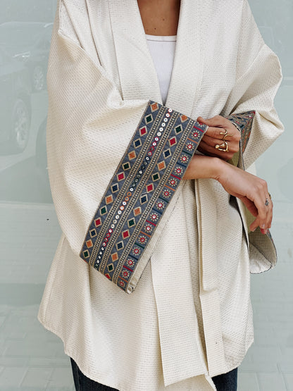 Ayla Belted Kaftan in gray