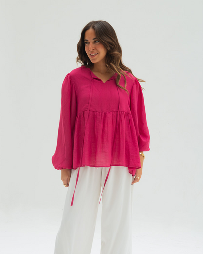 Fuchsia ruffles blouse