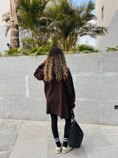 High-low summer hoodie in Brown