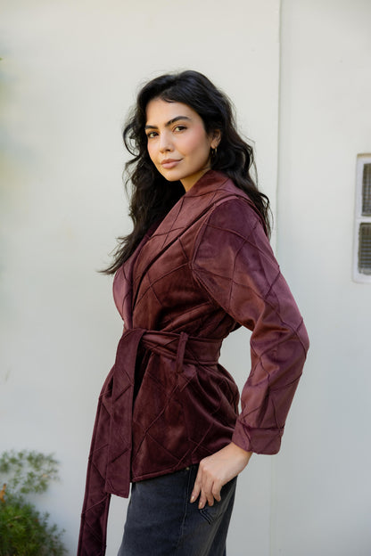 Harper Wrap Burgundy Jacket