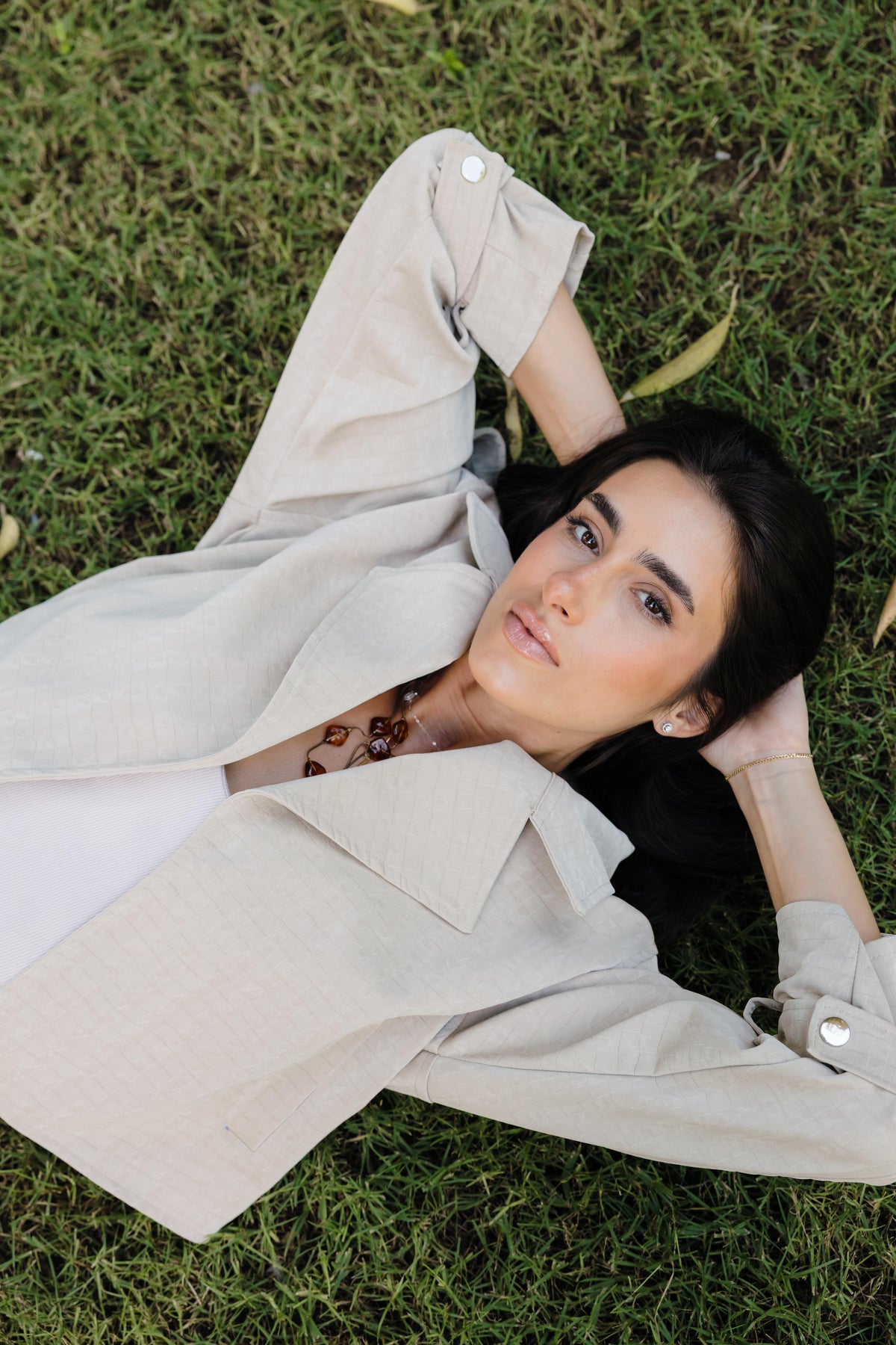 Rhea Croc Cropped Beige Jacket
