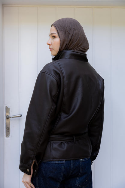 Lennox Eyelets Brown Leather Jacket