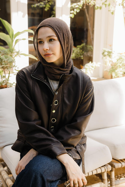 Lennox Eyelets Brown Leather Jacket
