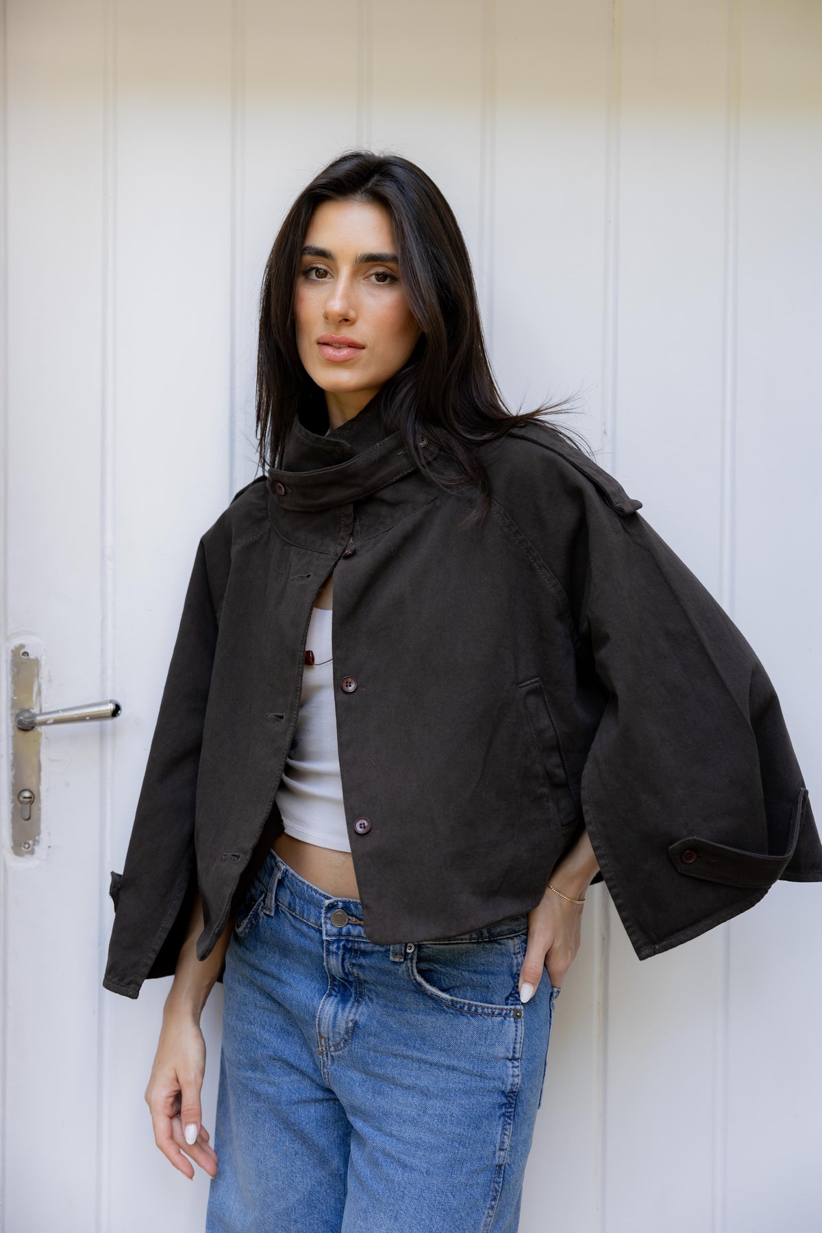 Dune Cape Brown Trench Jacket