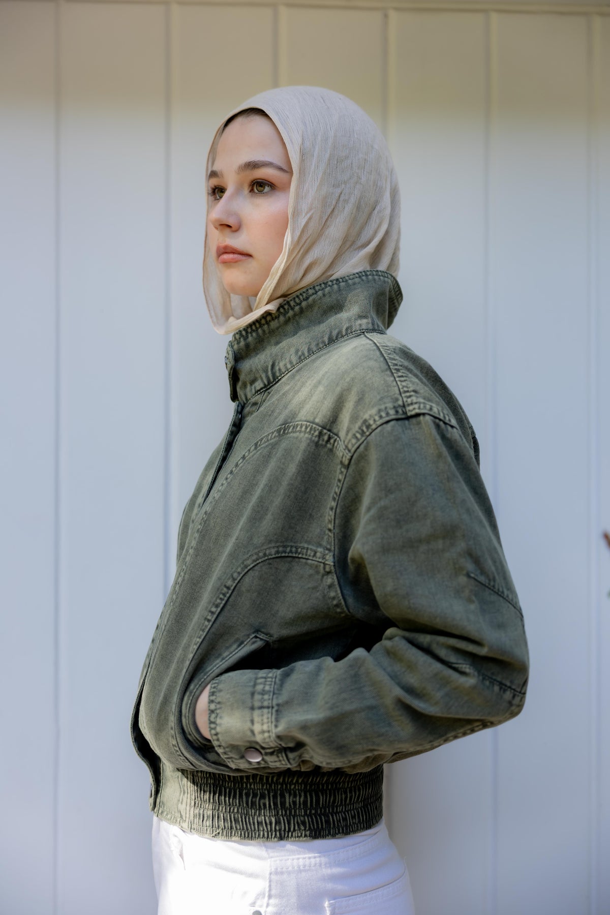 Halo Washed Olive Denim Jacket