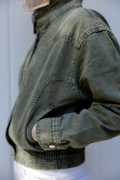 Halo Washed Olive Denim Jacket
