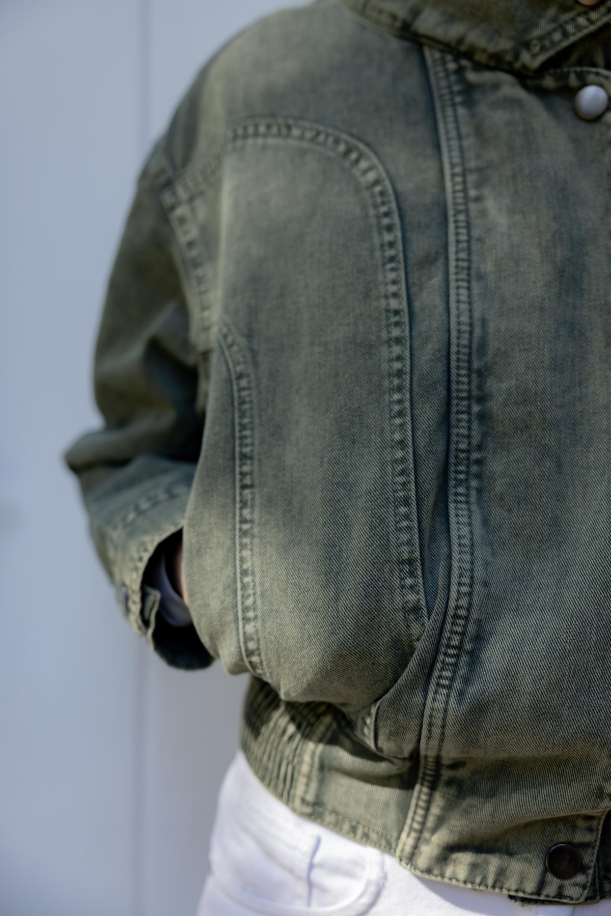 Halo Washed Olive Denim Jacket