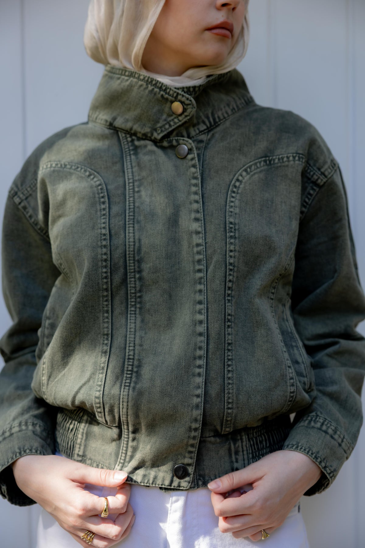 Halo Washed Olive Denim Jacket