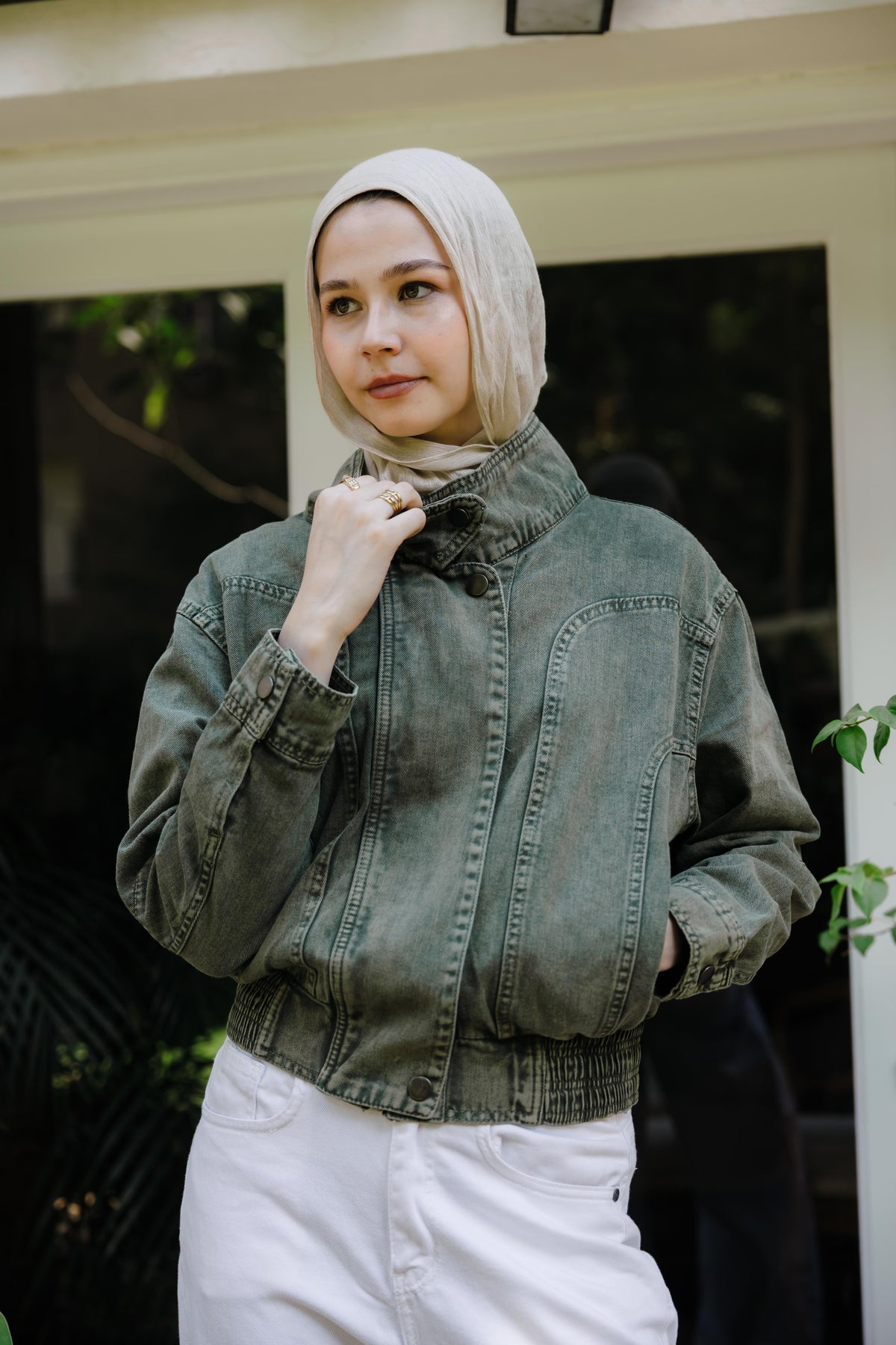 Halo Washed Olive Denim Jacket