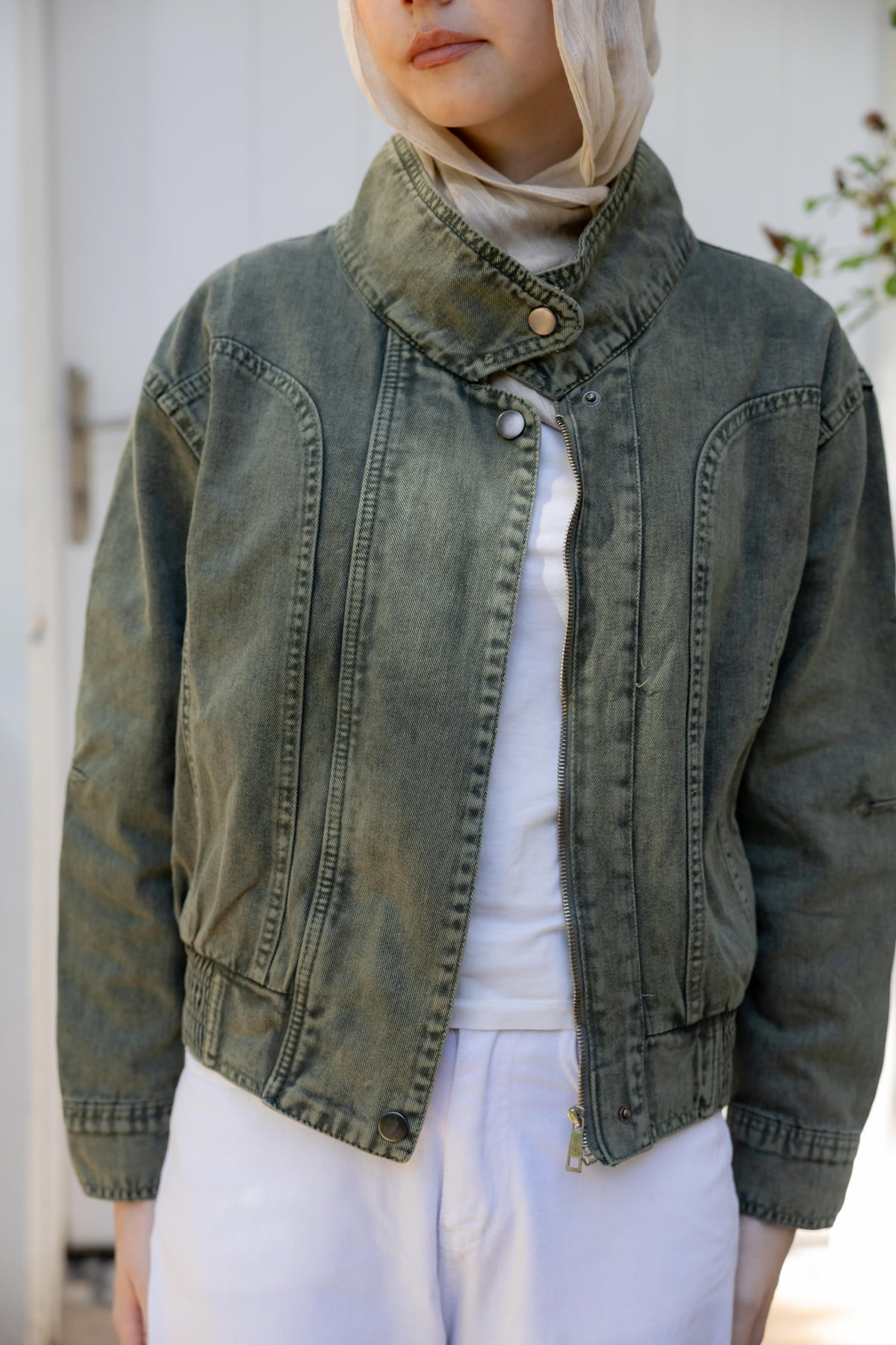 Halo Washed Olive Denim Jacket