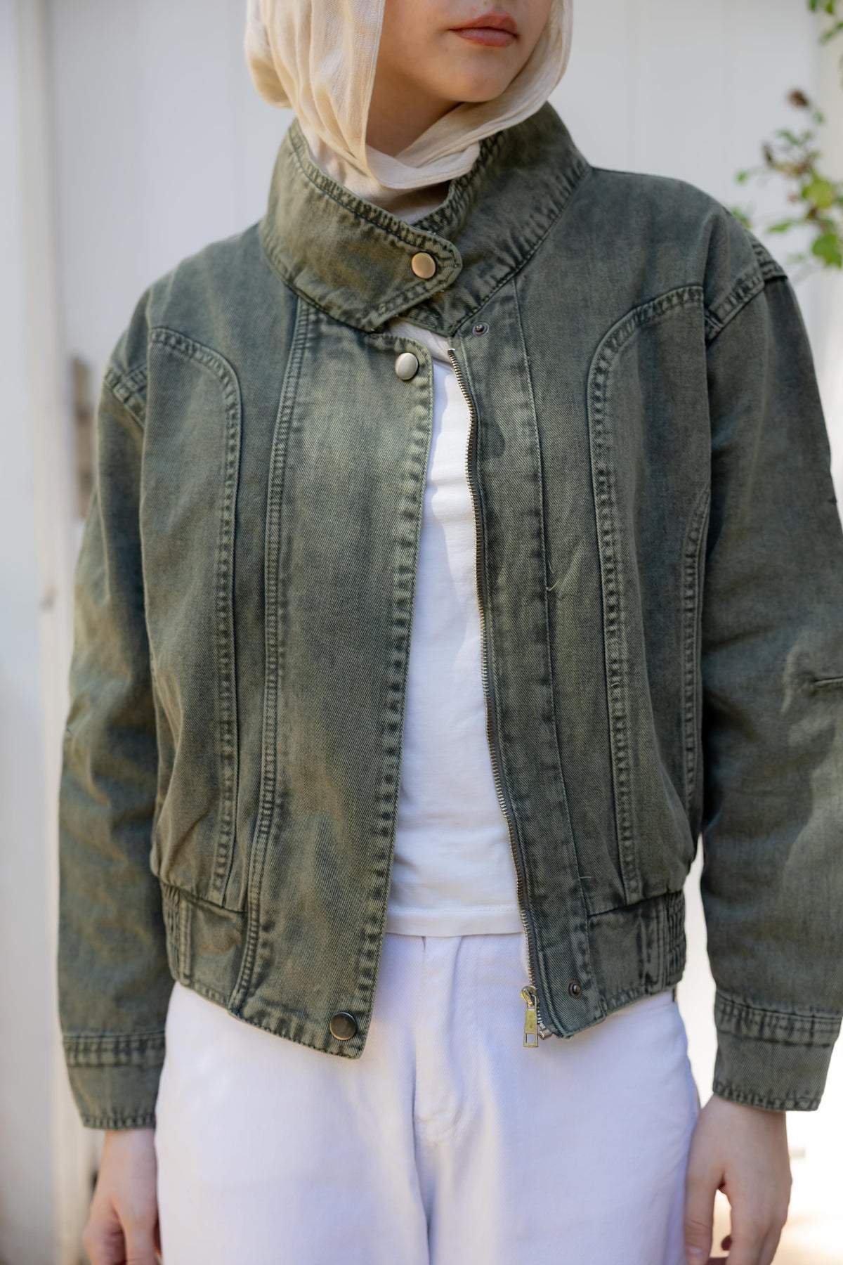Halo Washed Olive Denim Jacket