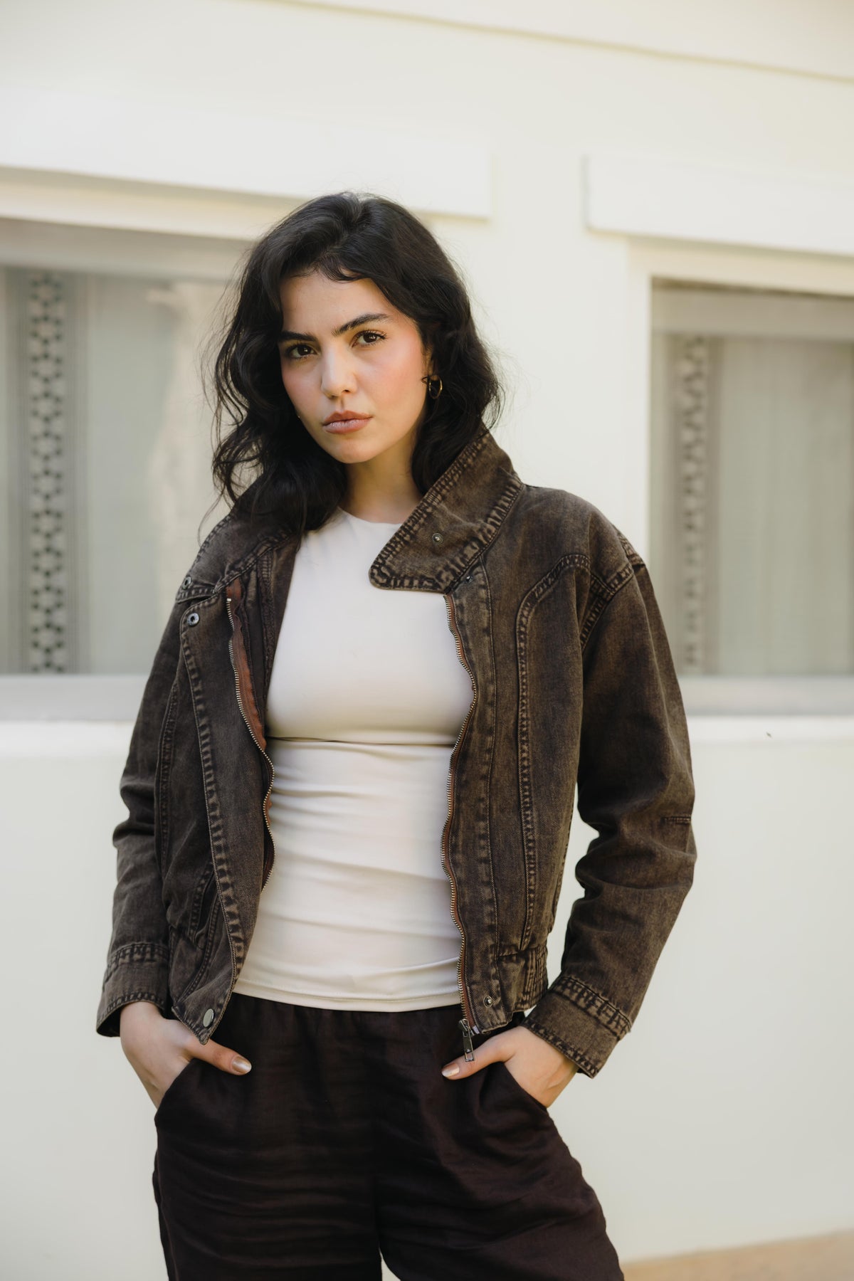 Halo Washed brown Denim Jacket