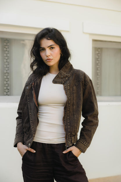 Halo Washed brown Denim Jacket