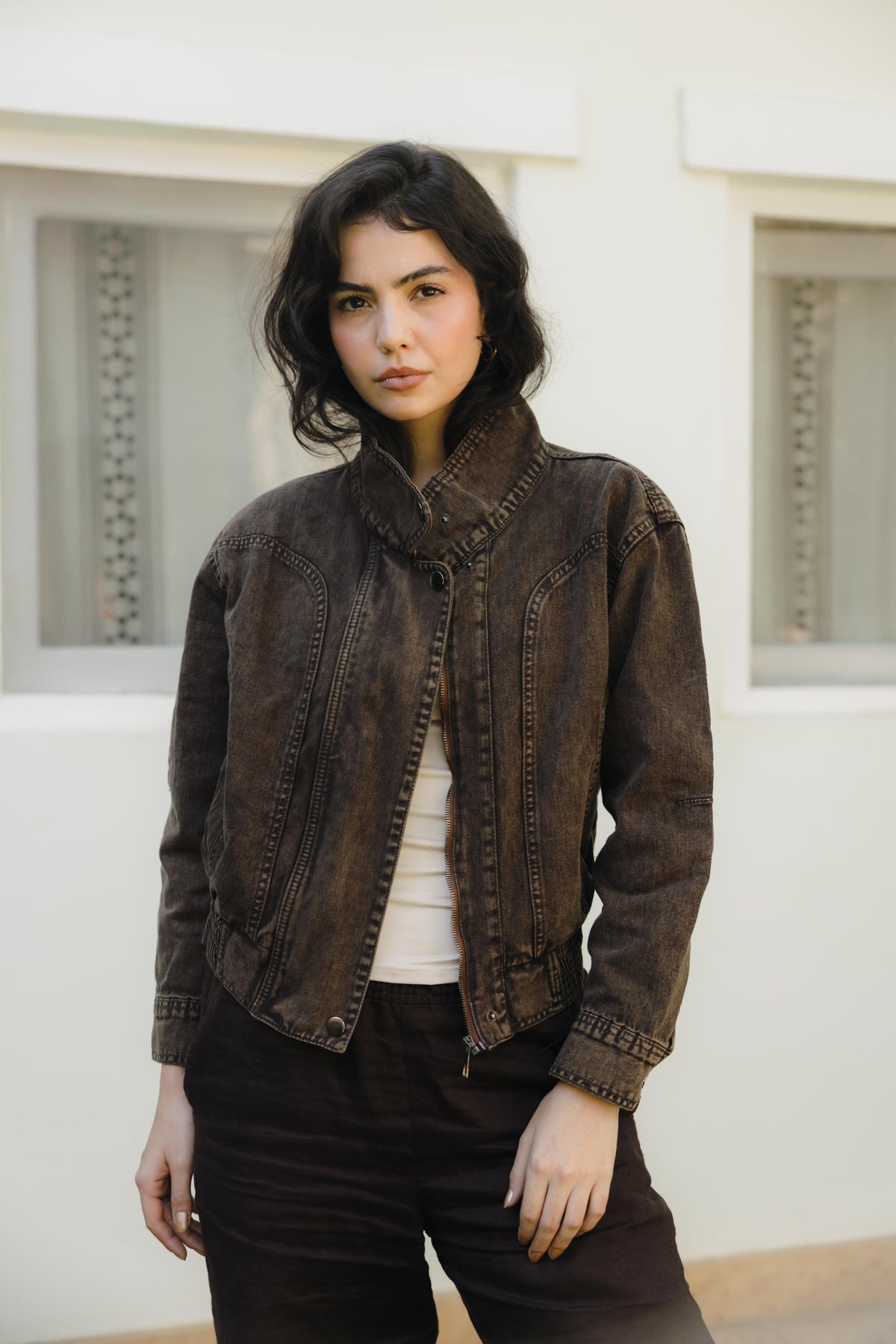Halo Washed brown Denim Jacket