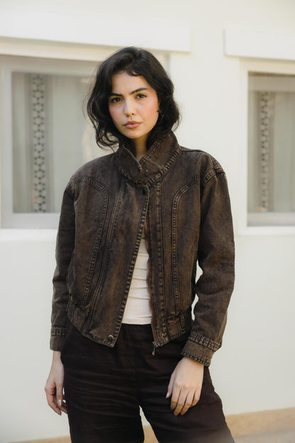 Halo Washed brown Denim Jacket
