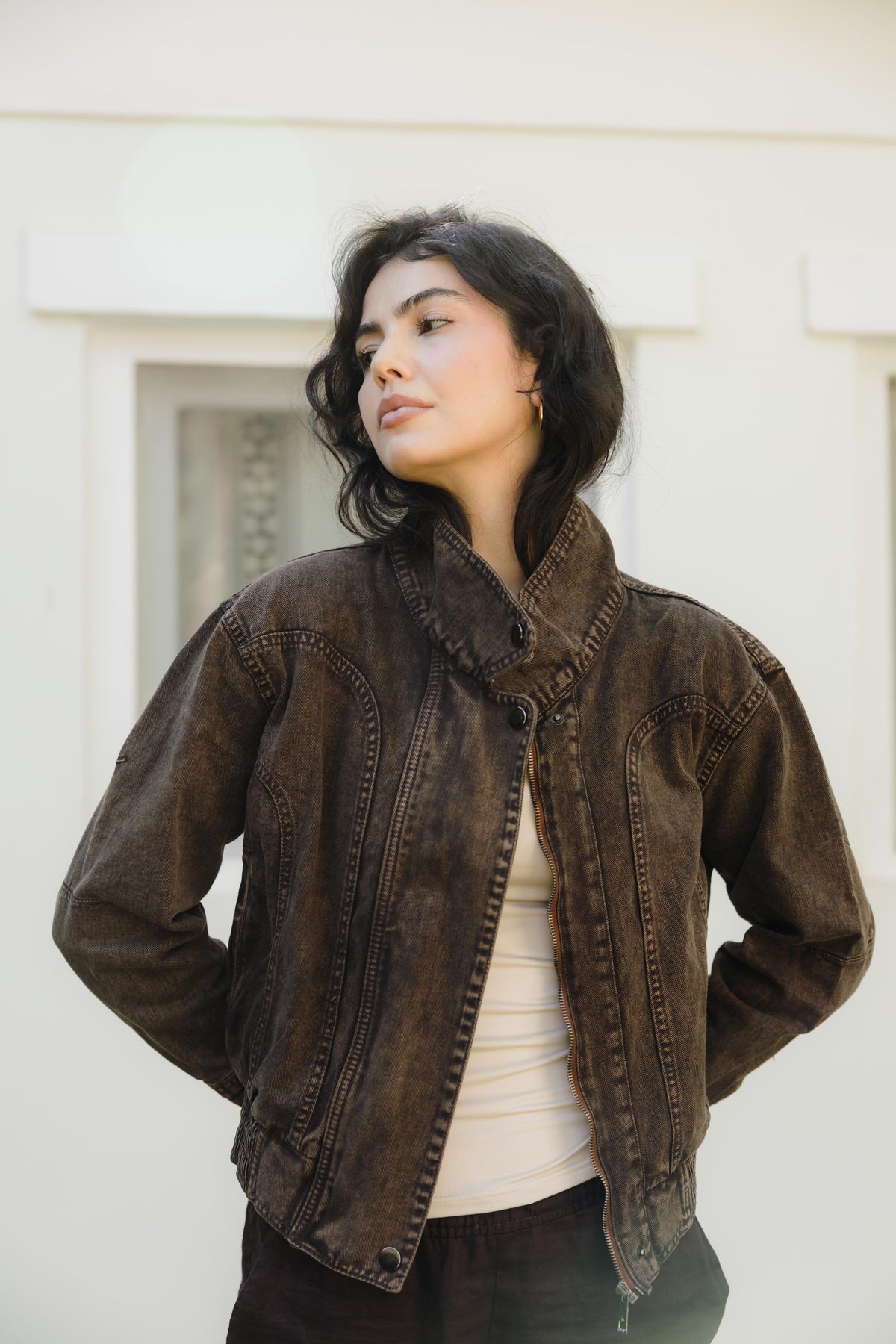 Halo Washed brown Denim Jacket