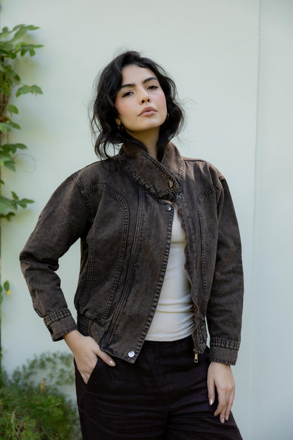 Halo Washed brown Denim Jacket
