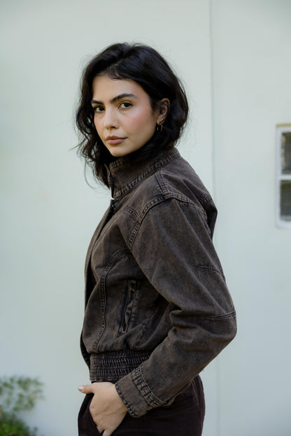 Halo Washed brown Denim Jacket