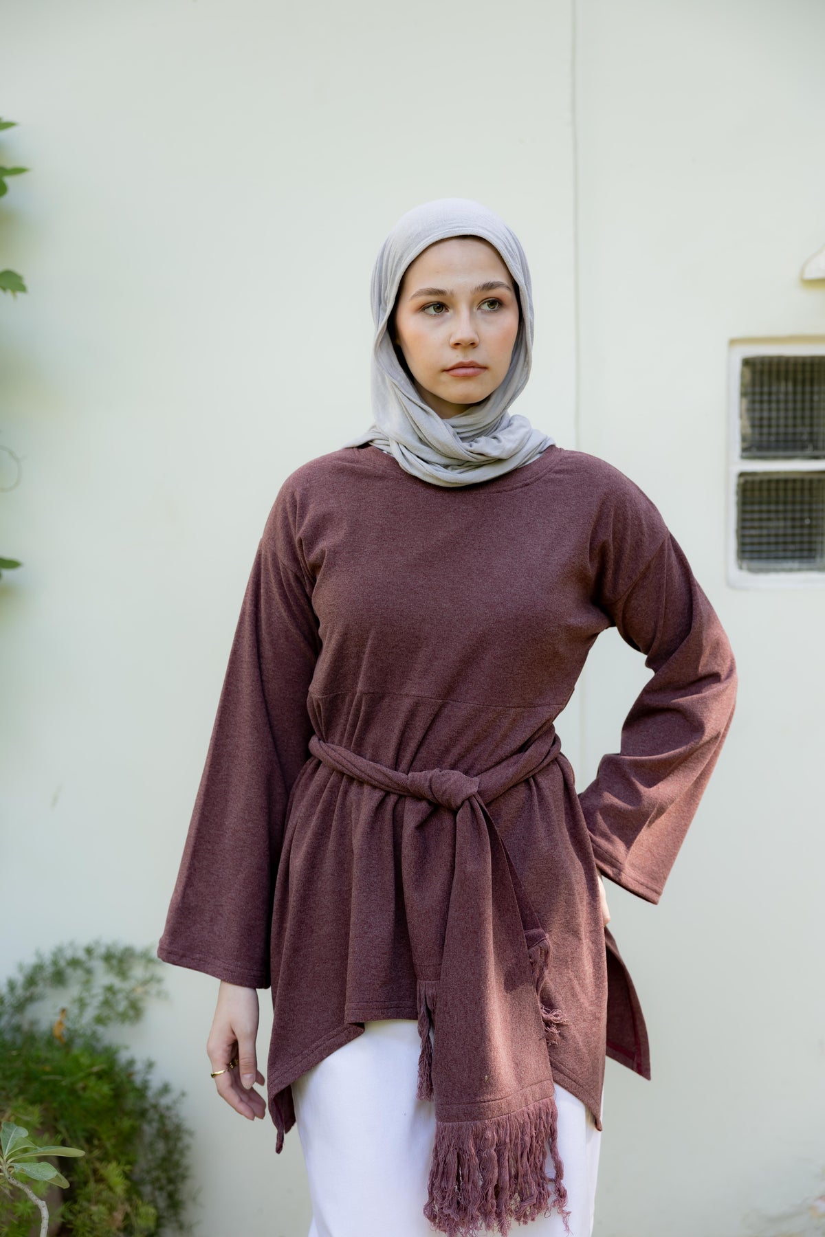 The Fringes Asymmetric Burgundy Top