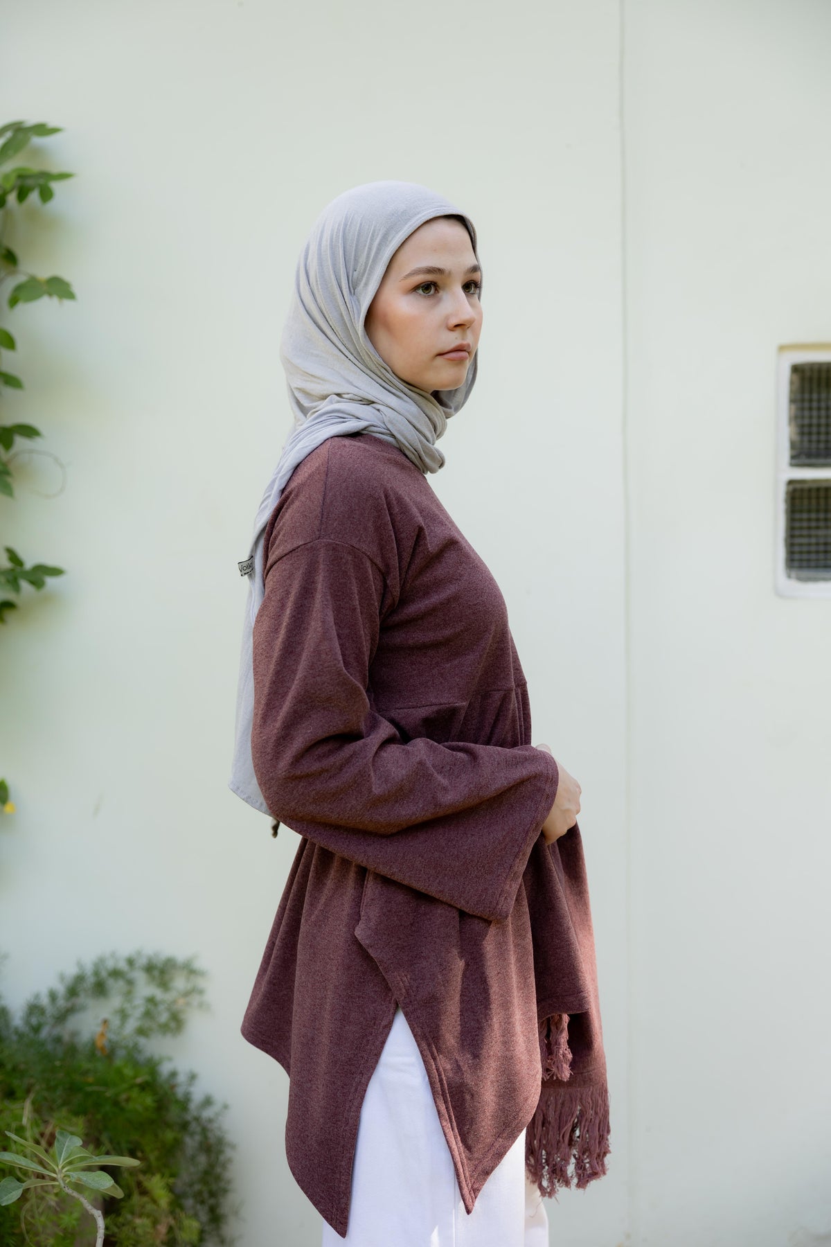 The Fringes Asymmetric Burgundy Top