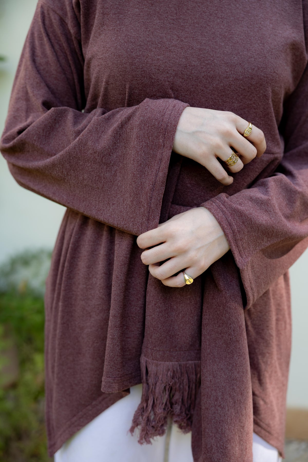 The Fringes Asymmetric Burgundy Top