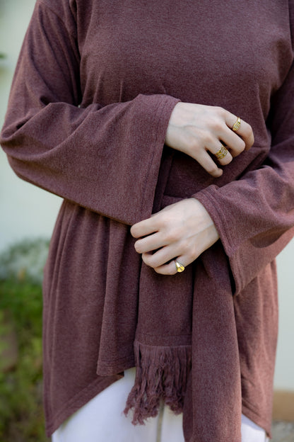The Fringes Asymmetric Burgundy Top