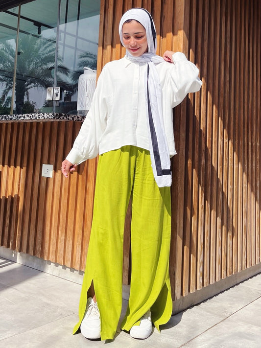 Limon Green Linen Pants