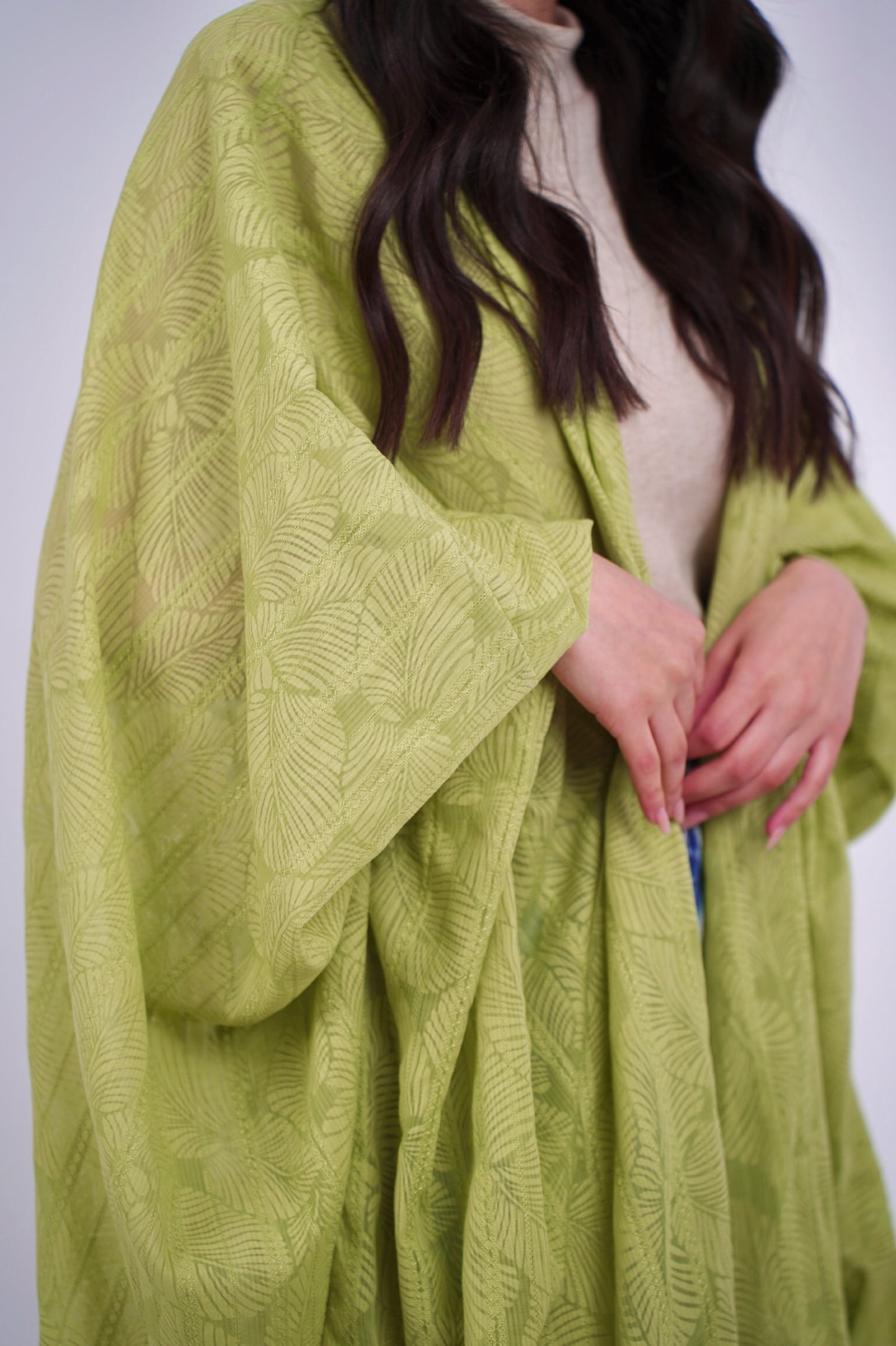 Limon Green Flora Kimono