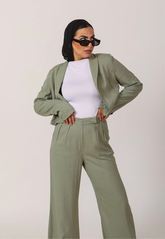 Linen High-waisted Mint Pants